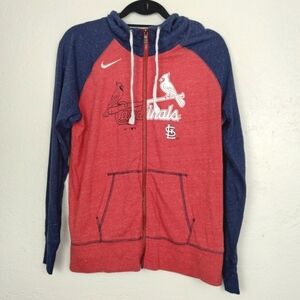 St Louis Cardinals Nike Women's Lightweight Full Zip Hoodie Red Navy Blue Logo